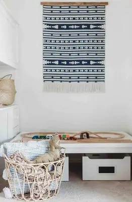 a room with a desk with a stuffed animal in a basket at @wild_olive_den ~ Serene Weekend Getaway Cabin in Running Springs