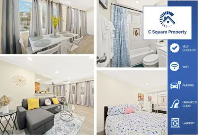 a collage of photos of a bedroom and a living room at Cozy & Serene ~ 12mins to Downtown LA in Alhambra