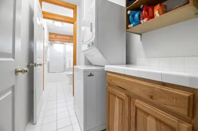 a small bathroom with a sink and a toilet at Bear Bait - Lots of games, televisions, beds, telescope, and 3 bathrooms in Big Bear Lake