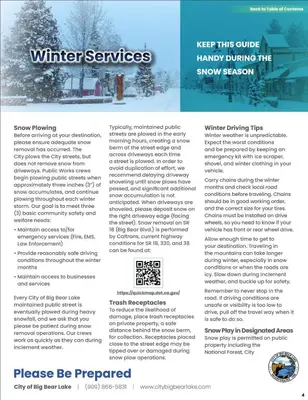 a page of a brochure for winter services at Boulder Bay Chalet Condo - Mountain charm condo with lake view and WIFI! in Big Bear Lake