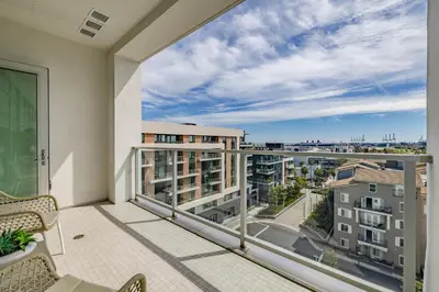 a balcony with a view of a city at @ Marbella Lane - Sleek Corner Ocean View in Long Beach