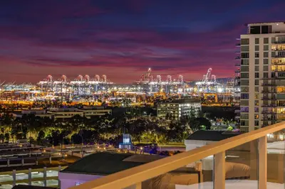 a view of a city skyline at night at #Marbella Lane - Panoramic Delight Dream Escape! in Long Beach