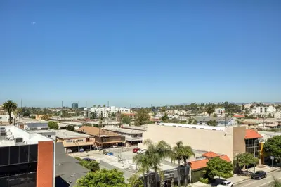 an aerial view of a city with buildings at Culver City 1br w rooftop lounge access to 405 LAX-1124 in Los Angeles