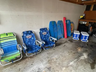 a group of chairs and snowboards in a room at MAGICAL Xcape, POOLS-SPA, WALK 2 DISNEY, CENTRAL AC-HEAT, FULLY EQUIPPED, 2 FREE PARKING SPACES, OWNER MGMT in Anaheim