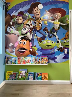 a wall mural of the toy story movie at MAGICAL Xcape, POOLS-SPA, WALK 2 DISNEY, CENTRAL AC-HEAT, FULLY EQUIPPED, 2 FREE PARKING SPACES, OWNER MGMT in Anaheim