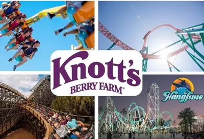 a collage of photos with a theme park and a roller coaster at Disneyland close FAMILY home! in Fullerton