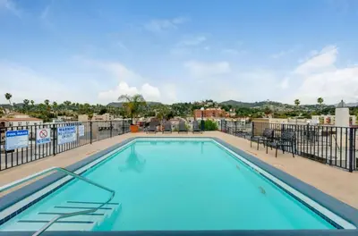 a swimming pool at avalon apartment homes with a view at Hollywood Apartments Mario & No Themed With Pool FREE parking and WIFI in Los Angeles