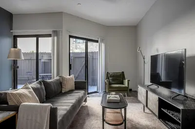 a living room with a couch and a flat screen tv at Westwood 1br close to UCLA LAX-1141 in Los Angeles