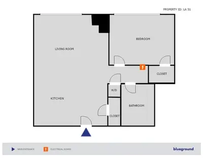 a diagram of a floor plan of a house at Downtown 1BR w Gym WD next to The Broad LAX-51 in Los Angeles