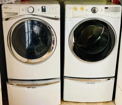 two washing machines are sitting next to each other at Private Room View Gated 2Acre Estate - Female Share Indoor - Men Share Outdoor - SD in Encino