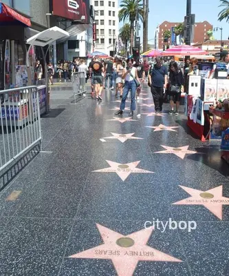 a street with stars on the ground in a city at Spacious and Stylish unit in Los Angeles