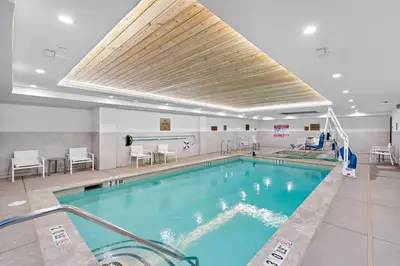 a large swimming pool in a hospital at Home2 Suites By Hilton Big Bear Lake in Big Bear Lake