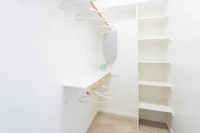 a bathroom with white walls and a glass shower at Sunny Living l Walk to the Marina in Los Angeles