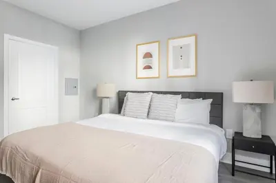 a white bedroom with a large bed and two lamps at Playa Vista 2br w pool gym wd nr 405 LAX-985 in Los Angeles