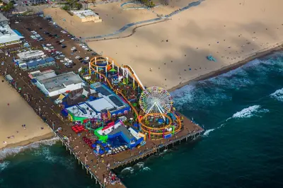 an aerial view of an amusement park on the beach at 11 Best Walk location of SM in Los Angeles