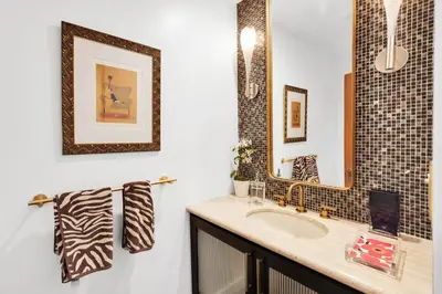 a bathroom with a sink and a mirror at Edwin by AvantStay Hollywood Hills Luxury Pool in Los Angeles