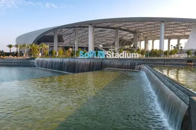 a rendering of a stadium with a water fountain at Lovely 2bedroom condo with free parking on premise in Los Angeles