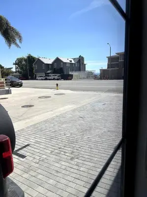 a view from a window of a street with a fire hydrant at Luxury 1BR Malibu Bungalow on PCH + steps from Beach! in Malibu