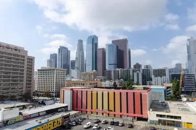 a view of a city with a lot of buildings at Cozy 3bed Condo with balcony & a rooftop pool in Los Angeles