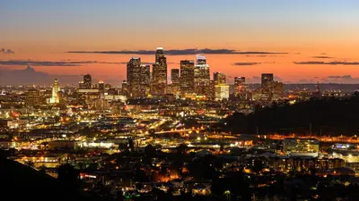 a view of a city at night at Luxurious Townhome W/3 Master Suites gated Parking in Los Angeles