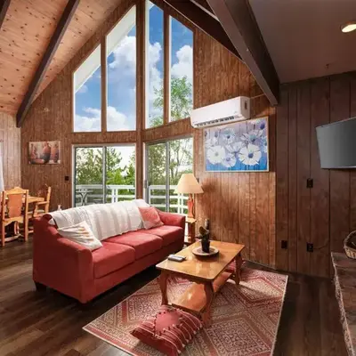 Classic AFrame - Fireplace - GameRoom - 2 Decks View