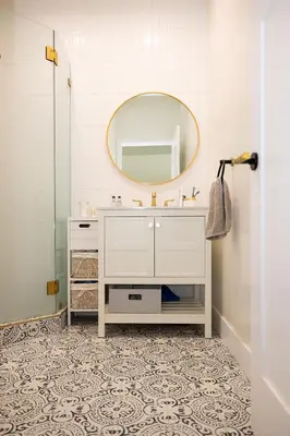 a bathroom with a sink and a mirror at Hollywood Family Nest in Burbank, Steps to Studios! in Burbank