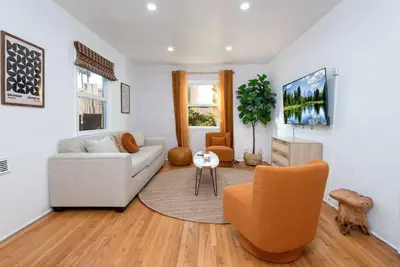 a living room with a couch and two chairs at Luxe 1-bedroom Gem: Venice Beach Escape in Los Angeles