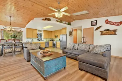 a living room with a couch and a table at CAN'T BEAR TO LEAVE #1156 in Big Bear Lake