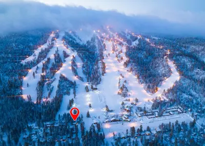 an aerial view of a ski resort in the snow at Switzerland slopes #2125 in Big Bear Lake