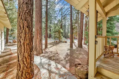 a porch of a house with a tree at All season alpine retreat #1184 in Big Bear Lake
