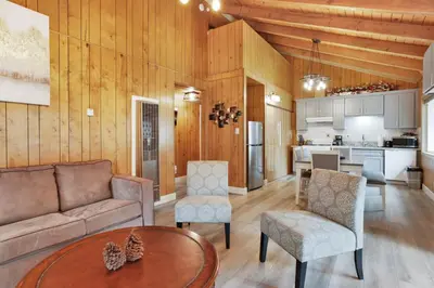 a living room with a couch and chairs and a table at Sweet retreat 1 #2332 in Big Bear Lake