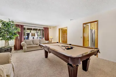 a living room with a pool table in it at Crestwood summit #2119 in Big Bear Lake