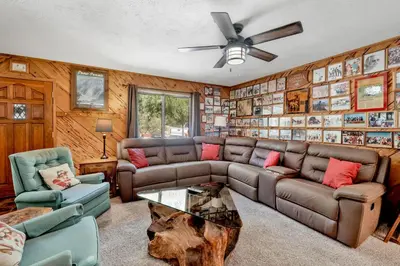 a living room with a couch and a table at POPKO'S PLACE #1426 in Big Bear Lake