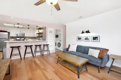 a living room with a couch and a table at BROWNIE'S DEN #2205 in Big Bear Lake