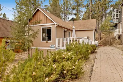 a house with a pathway in front of it at Little bear #1079 in Big Bear Lake