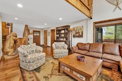 a living room with a couch and chairs and a table at Luxury lodge #1888 in Big Bear Lake