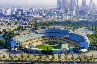 an aerial view of a baseball stadium at Gramercy Getaway in Los Angeles