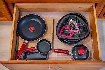 a wooden box with some utensils in it at Peaceful Family Home with 3 Bedrooms and 2 Bathrooms in Glendora