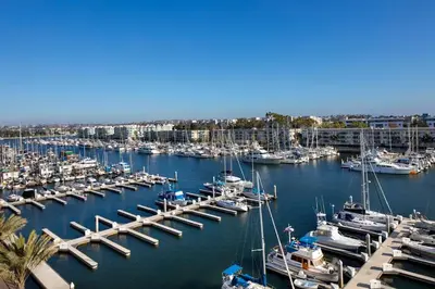 a group of boats docked in a marina at Vacation Apartments in Marina Del Rey in Los Angeles