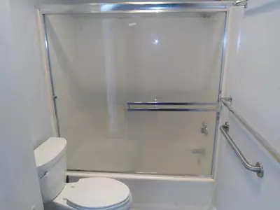 a bathroom with a shower with a toilet at LA Love Home in Los Angeles