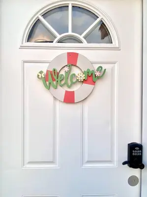 a white door with a hello sign on it at Pink Cozy house 2 bedrooms in Rosemead