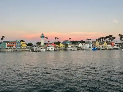 a large body of water with houses and a lighthouse at Brand New Studio in Mar Vista in Los Angeles
