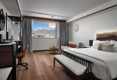 a hotel room with a bed and a window at Sanctity Hotel Rancho Cucamonga, Tapestry Collection Hilton in Rancho Cucamonga
