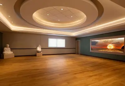 a large room with a large painting on the ceiling at Sanctity Hotel Rancho Cucamonga, Tapestry Collection Hilton in Rancho Cucamonga