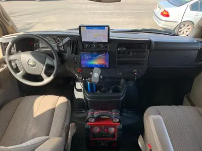 a view of the inside of a car with a tablet at AJ-XL RV Rental in Reseda