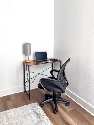 a desk with a chair and a laptop on it at Stylish 1bd in Marina Del Rey with Free Parking in Los Angeles