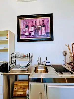 a kitchen with a sink and a picture on the wall at Luxury Guesthouse in Los Angeles