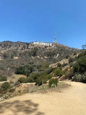 a hollywood sign on top of a mountain at Hollywood CHIC Studio with FREE parking in Los Angeles