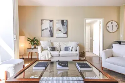 a living room with a couch and a table at Marina del Rey 2BR - Near LAX, Beach & Dining in Los Angeles