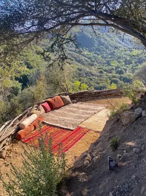 a blanket laying on the side of a hill at Topanga Panoramic View Loft with Trails & Creeks in Topanga